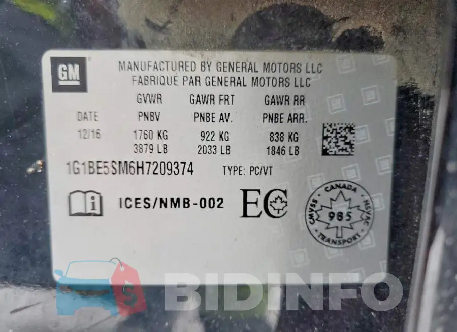 1G1BE5SM6H7209374 Photo# 13