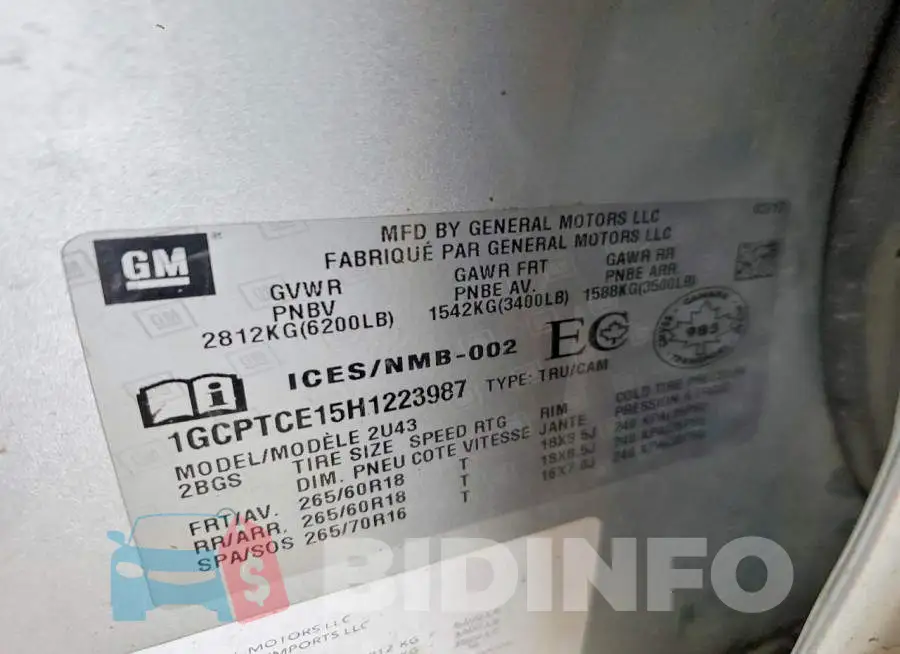 1GCPTCE15H1223987 Photo# 11