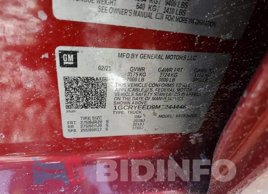 1GCRYEED9MZ244448 Photo# 12