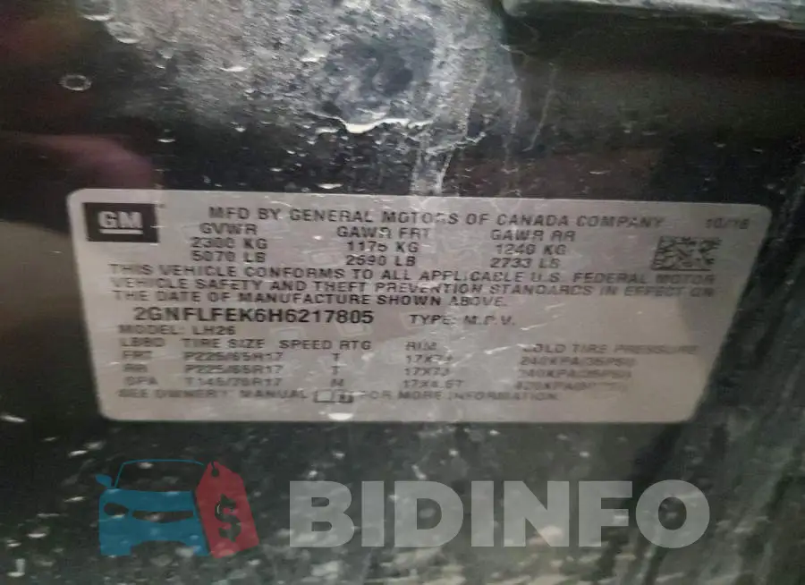 2GNFLFEK6H6217805 Photo# 12