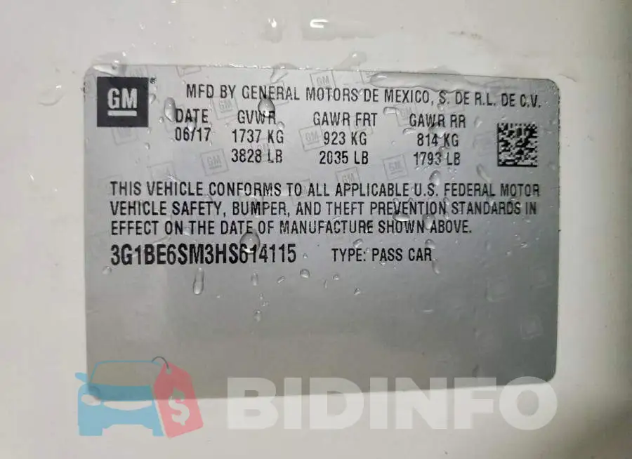 3G1BE6SM3HS614115 Photo# 13