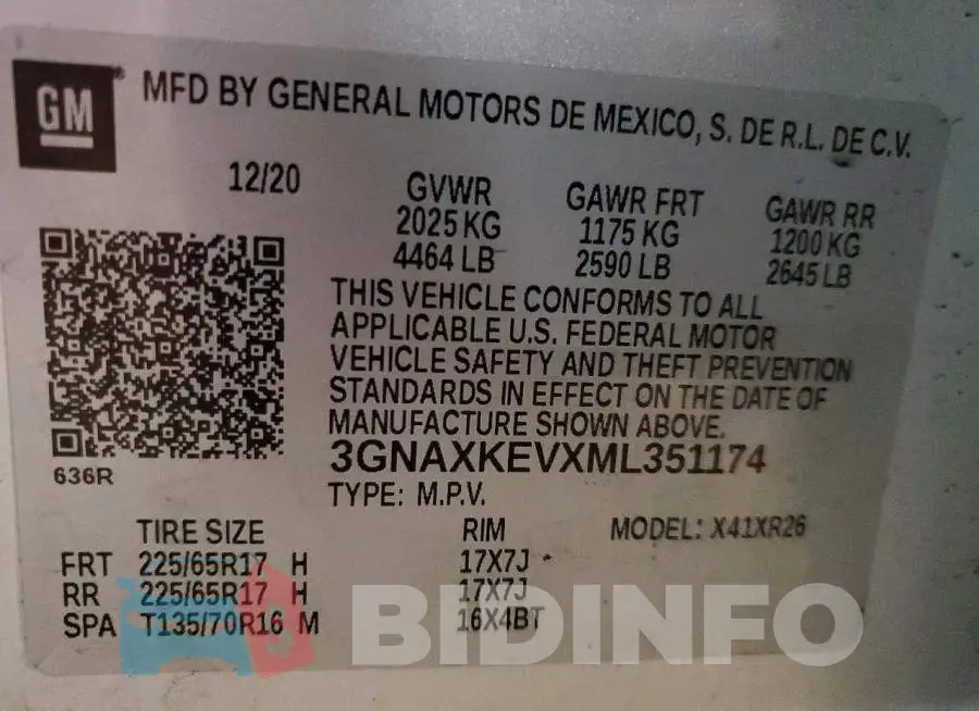 3GNAXKEVXML351174 Photo# 14