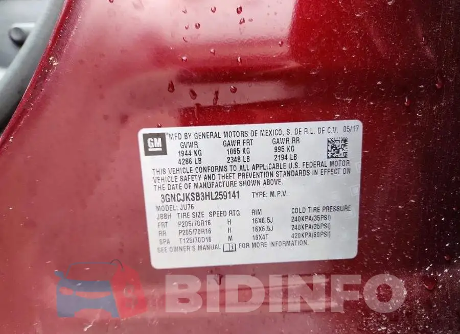 3GNCJKSB3HL259141 Photo# 13