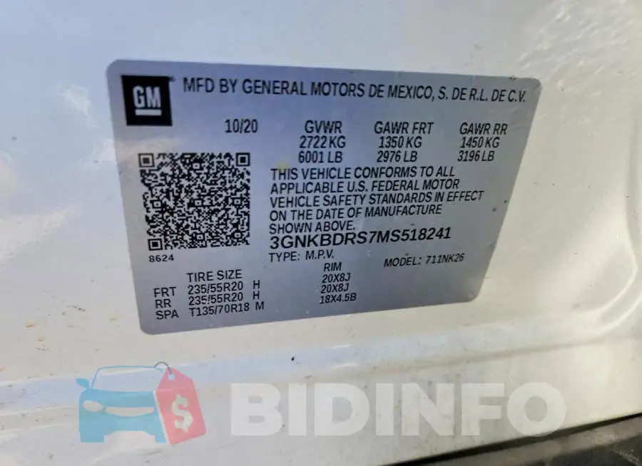 3GNKBDRS7MS518241 Photo# 13