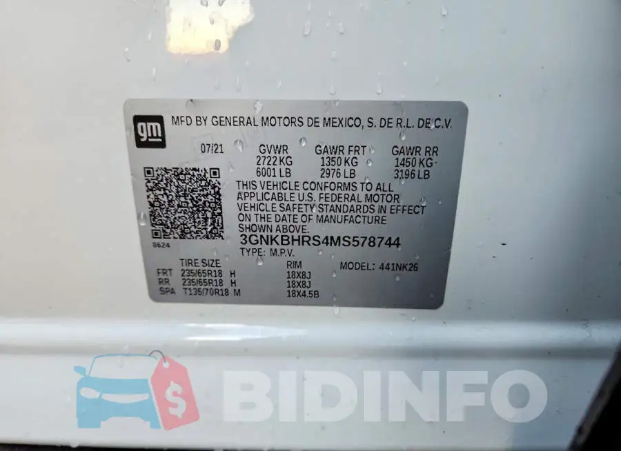3GNKBHRS4MS578744 Photo# 13