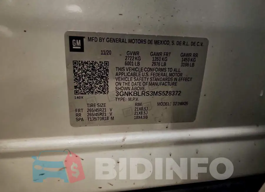 3GNKBLRS3MS528372 Photo# 13