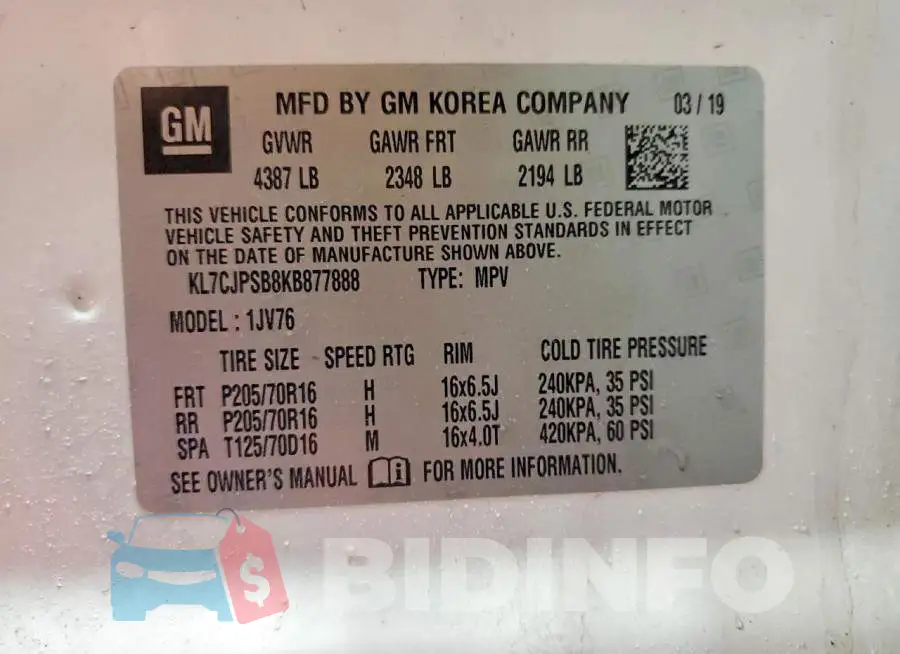 KL7CJPSB8KB877888 Photo# 13