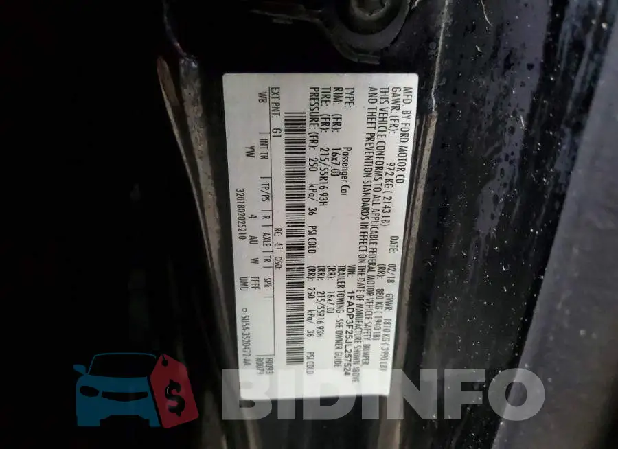 1FADP3F25JL257524 Photo# 12