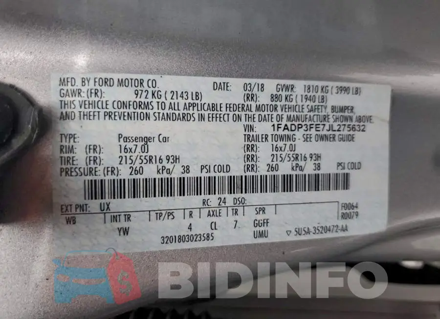 1FADP3FE7JL275632 Photo# 12