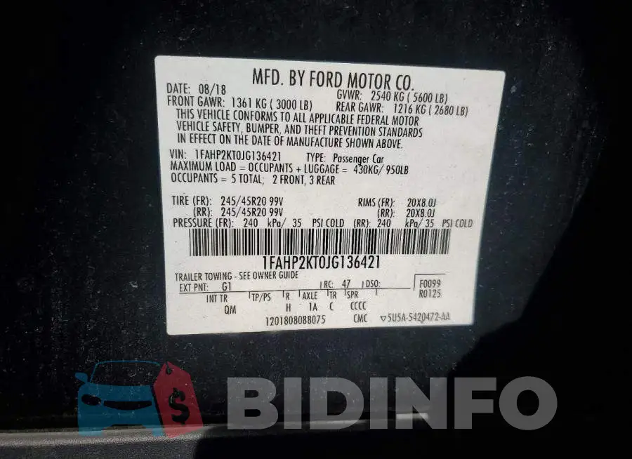 1FAHP2KT0JG136421 Photo# 12