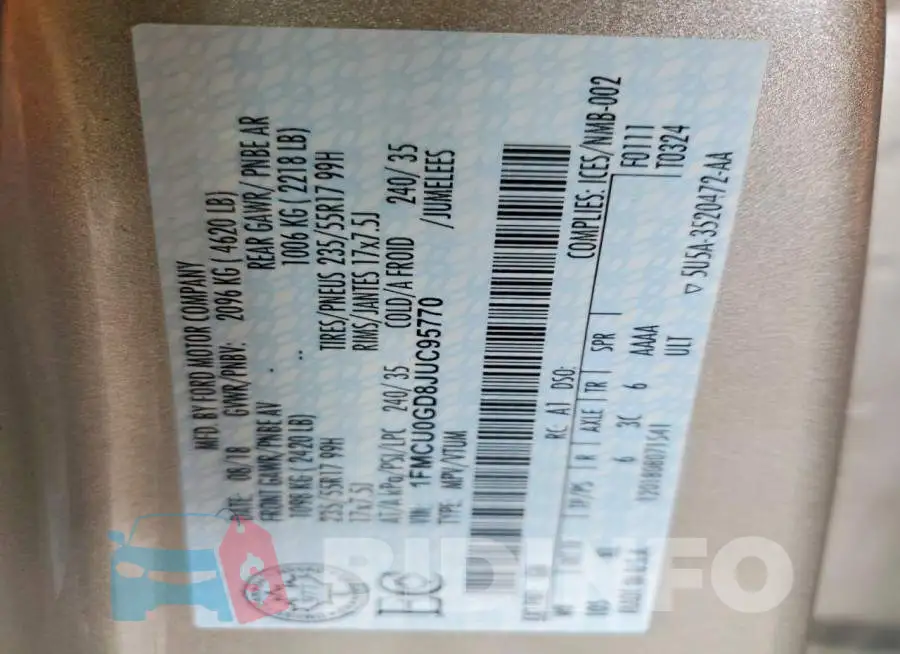 1FMCU0GD8JUC95770 Photo# 14