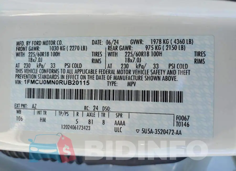 1FMCU0MN0RUB20115 Photo# 13