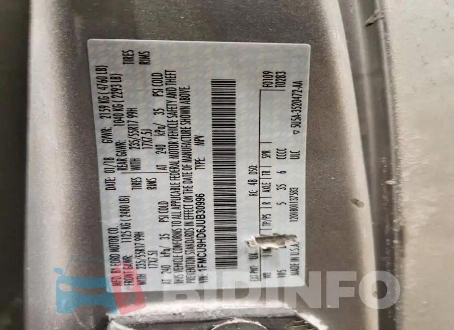 1FMCU9HD6JUB30996 Photo# 12