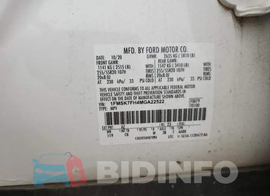 1FMSK7FH4MGA22522 Photo# 13