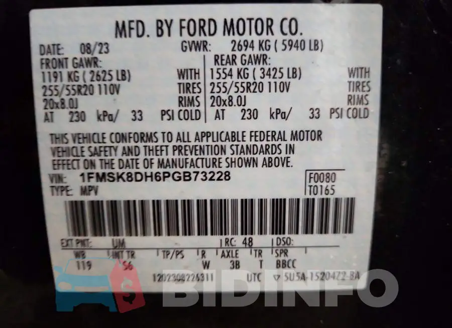1FMSK8DH6PGB73228 Photo# 13