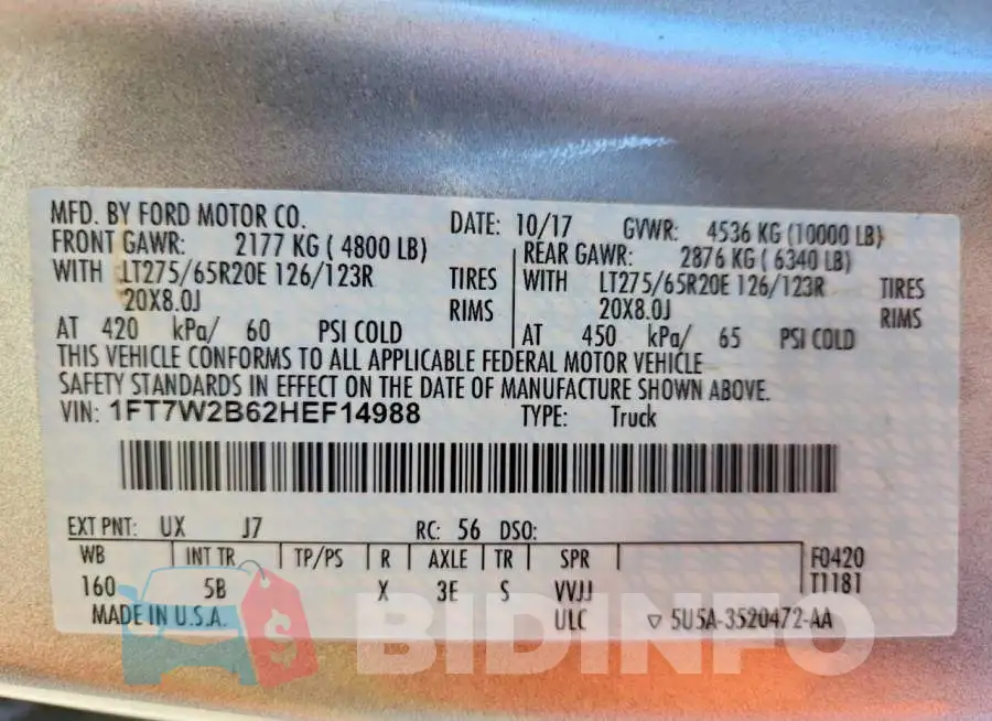 1FT7W2B62HEF14988 Photo# 13