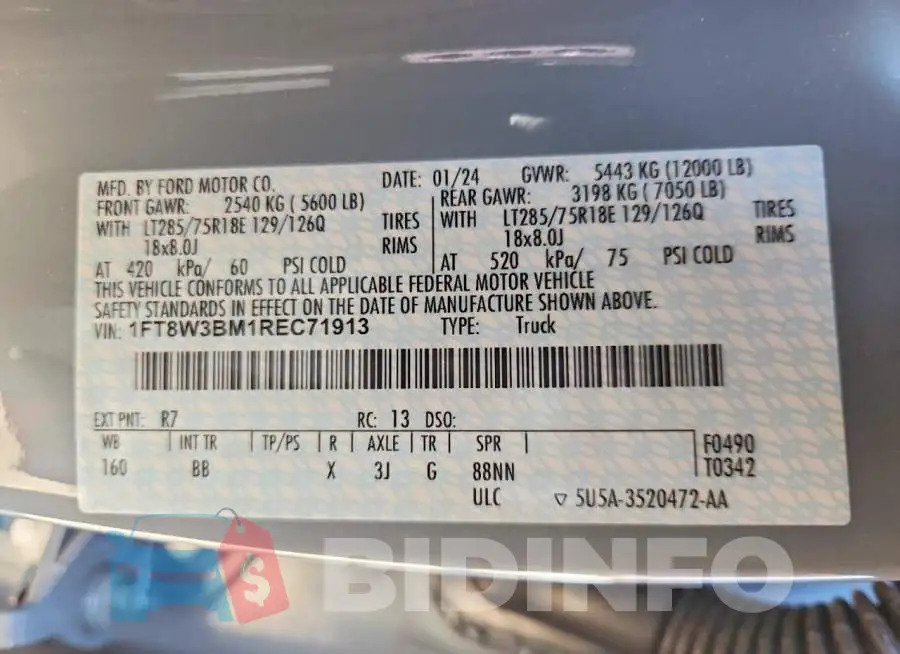 1FT8W3BM1REC71913 Photo# 13