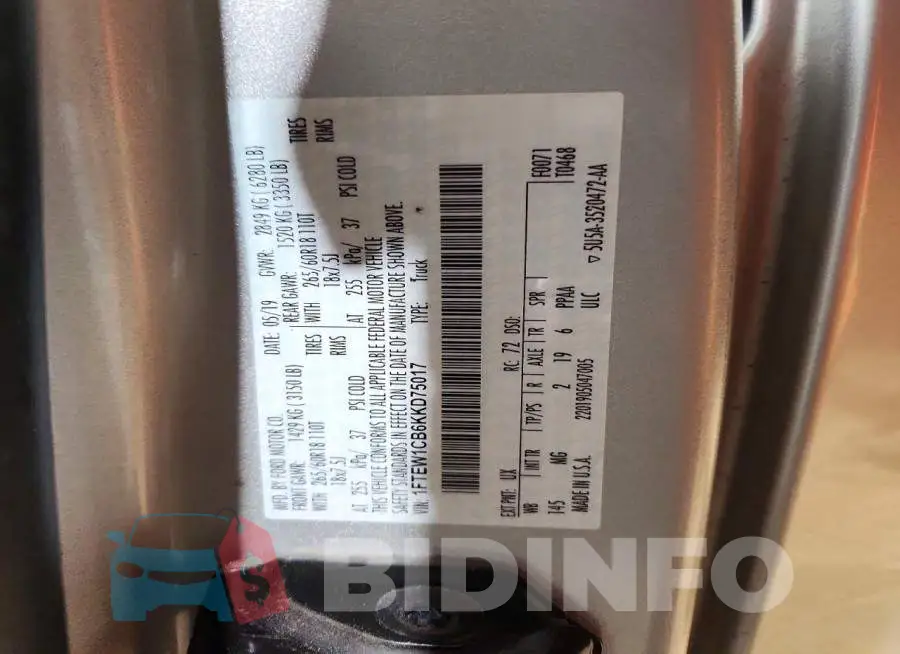 1FTEW1CB6KKD75017 Photo# 12