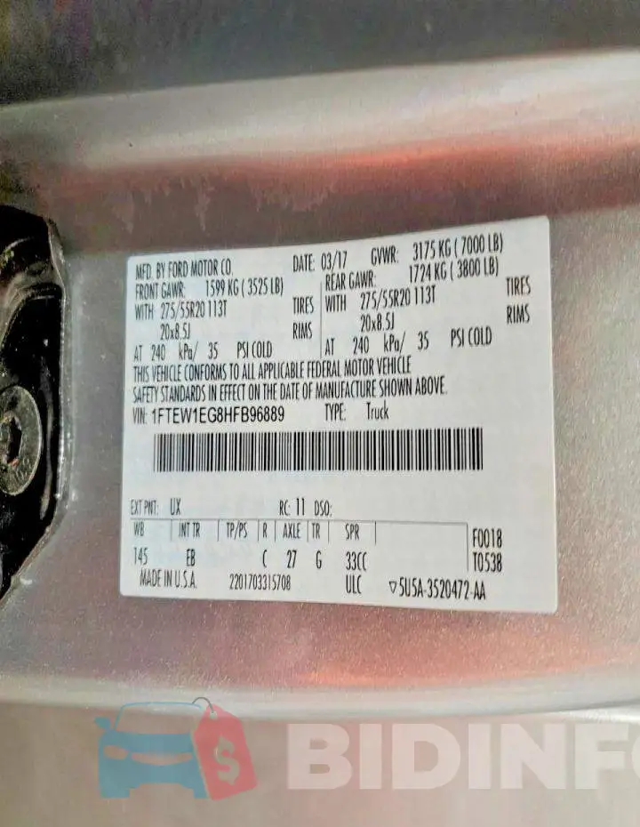 1FTEW1EG8HFB96889 Photo# 12