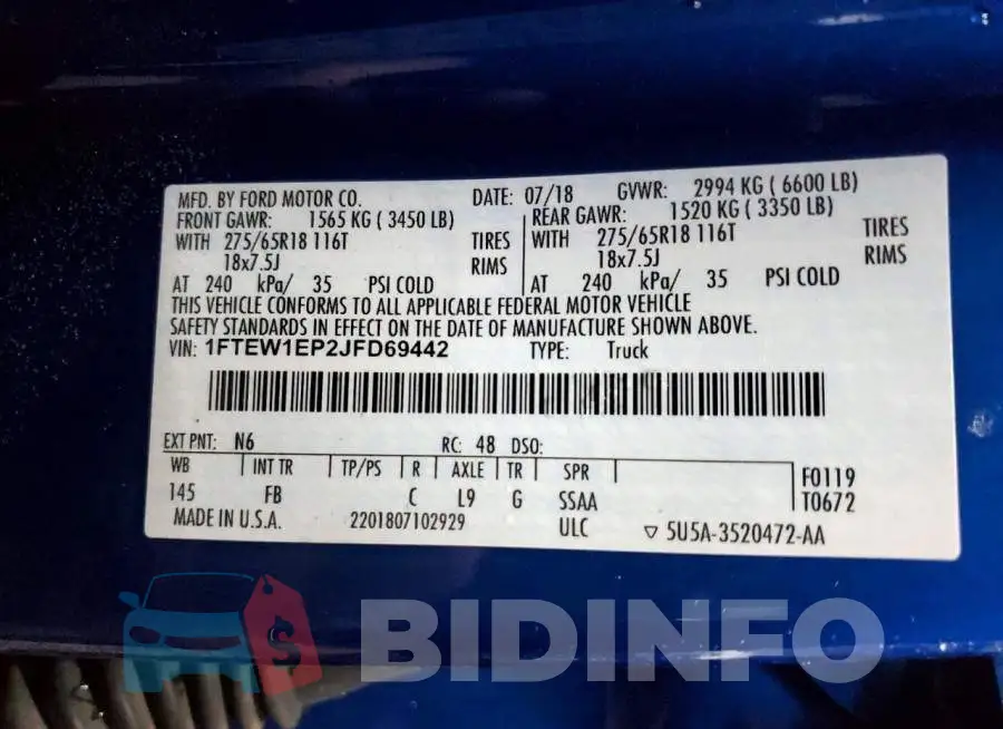 1FTEW1EP2JFD69442 Photo# 12