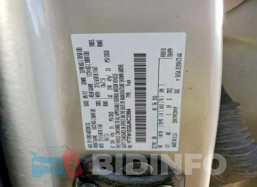 1FTFW1EG0JKC33984 Photo# 14