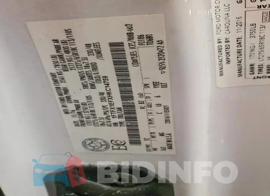 1FTFX1EFXHKC14759 Photo# 12