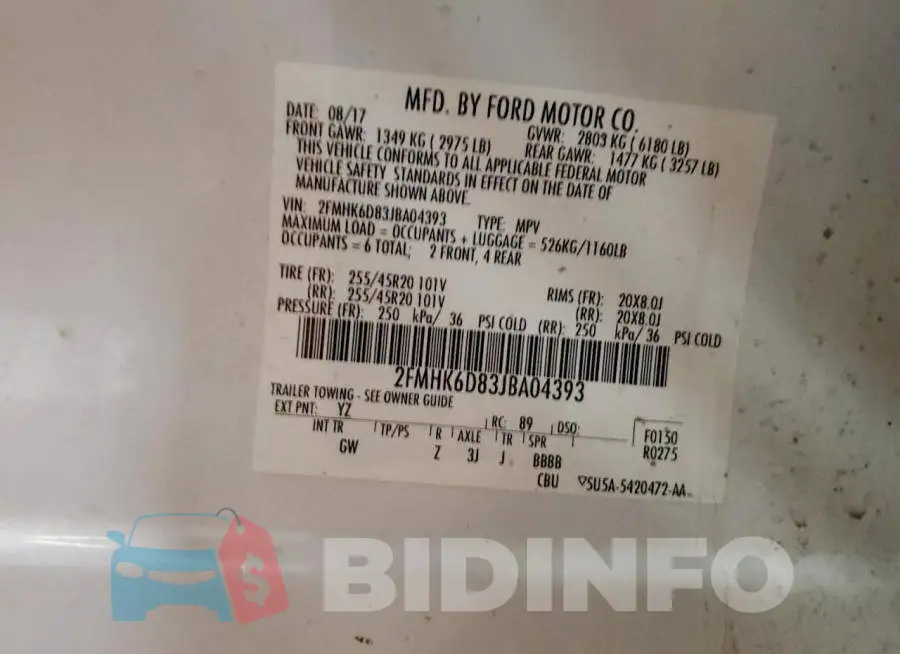 2FMHK6D83JBA04393 Photo# 12