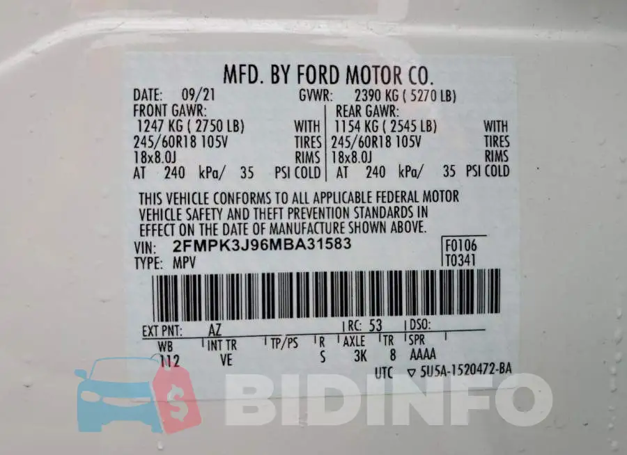2FMPK3J96MBA31583 Photo# 14