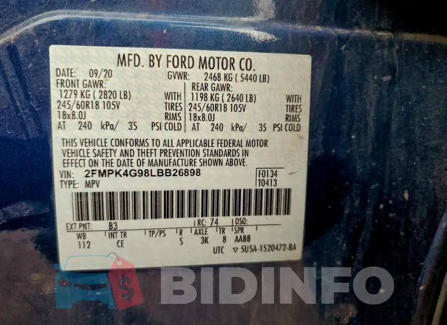 2FMPK4G98LBB26898 Photo# 13