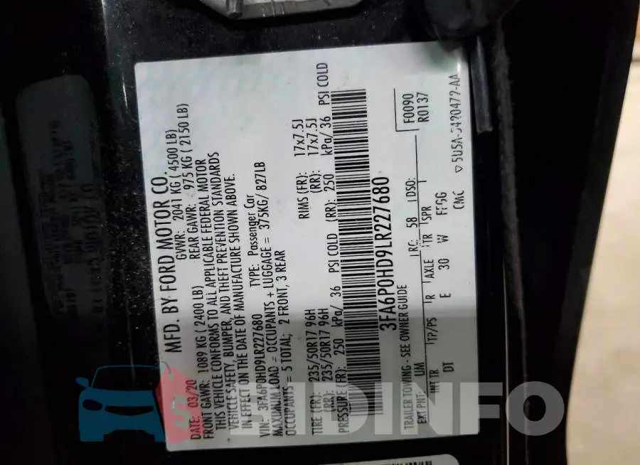 3FA6P0HD9LR227680 Photo# 12
