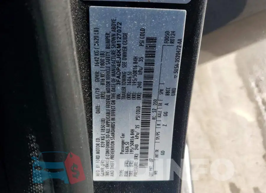 3FADP4EJ6KM127072 Photo# 13