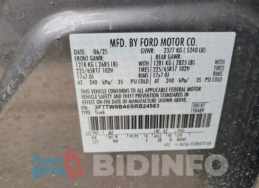 3FTTW8BA6SRB24583 Photo# 12
