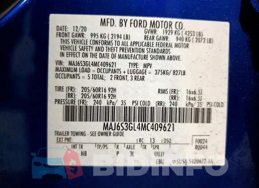 MAJ6S3GL4MC409621 Photo# 13