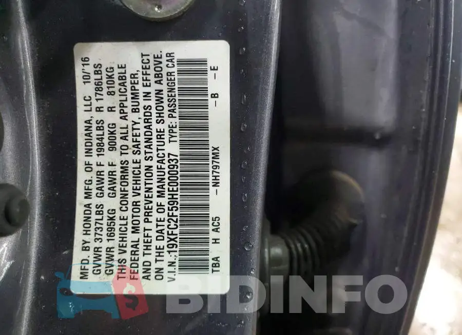 19XFC2F59HE000937 Photo# 13
