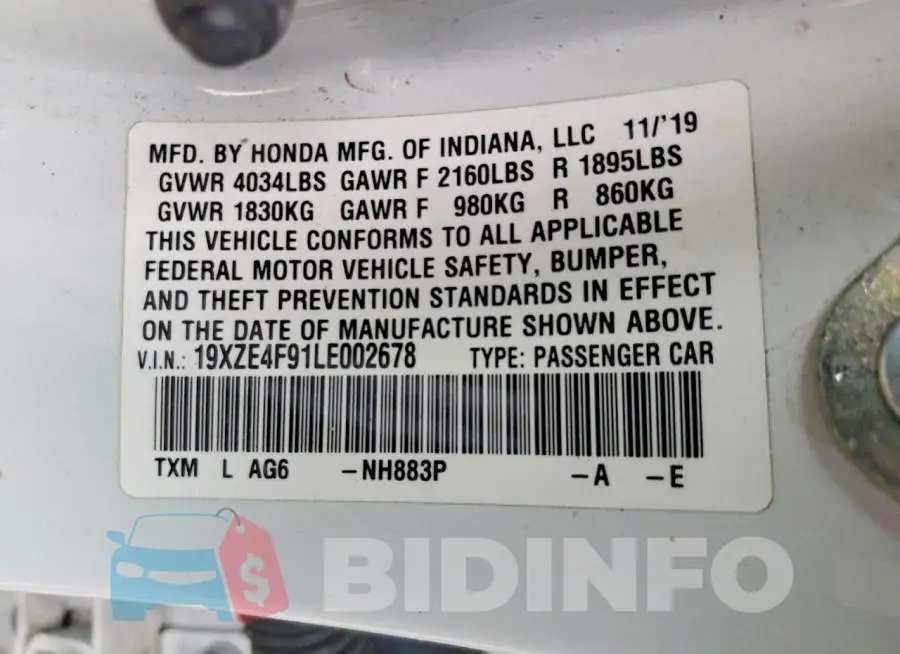 19XZE4F91LE002678 Photo# 13