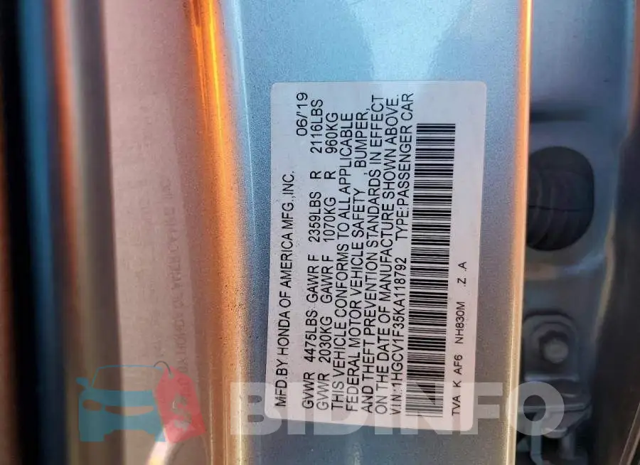 1HGCV1F35KA118792 Photo# 12