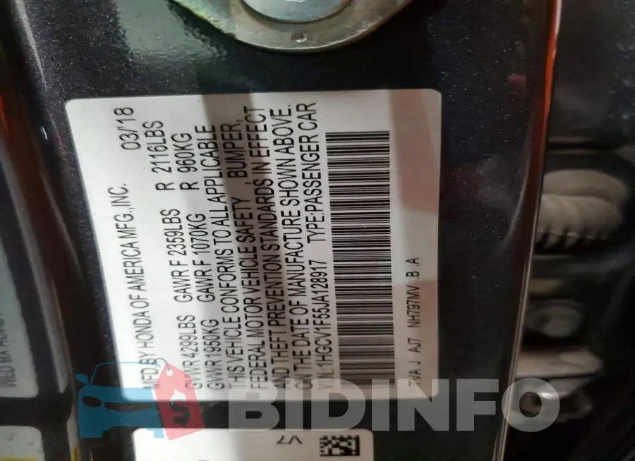 1HGCV1F55JA128917 Photo# 12
