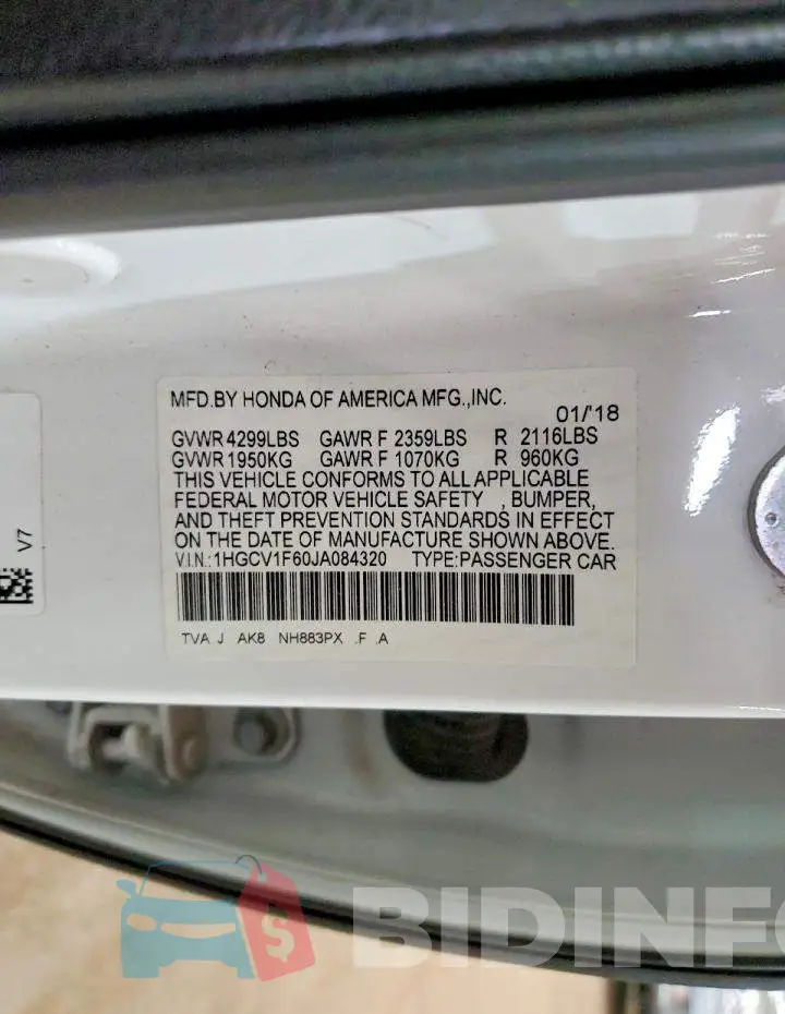 1HGCV1F60JA084320 Photo# 12