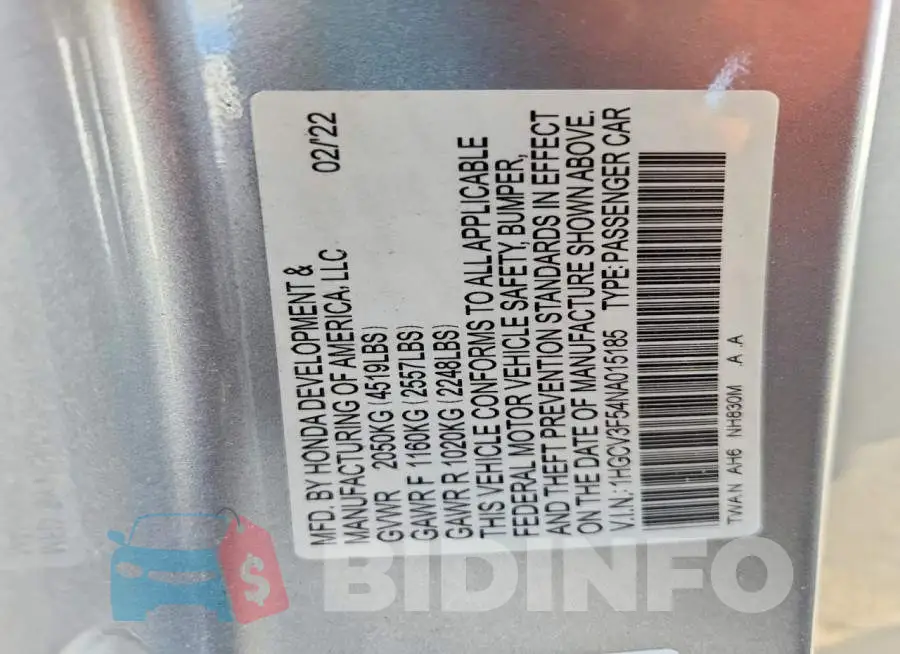1HGCV3F54NA015185 Photo# 12