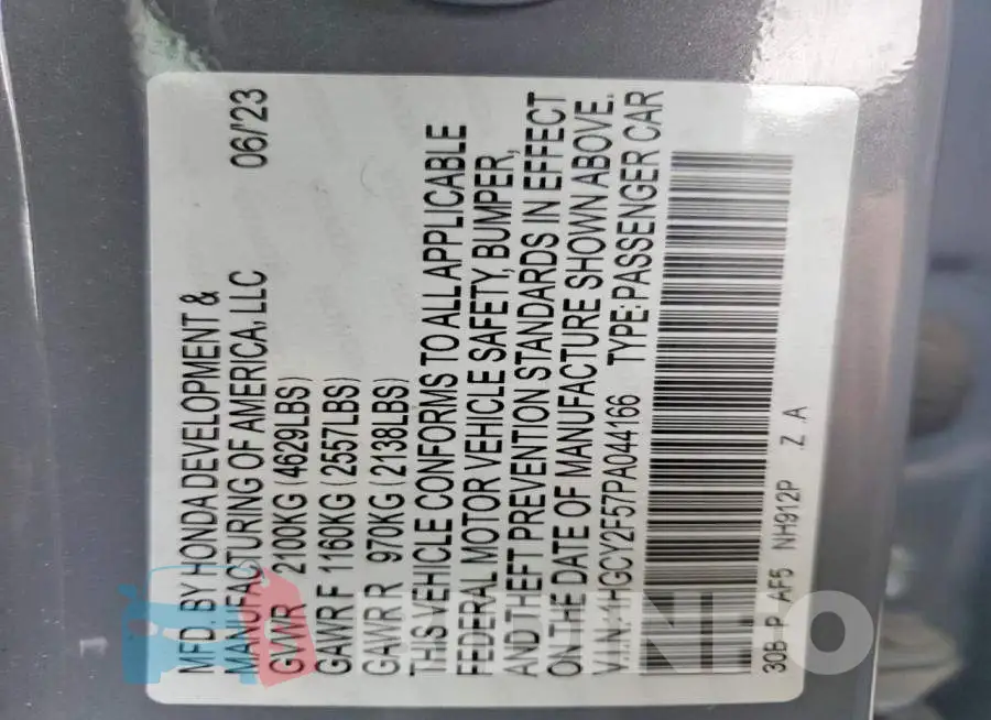 1HGCY2F57PA044166 Photo# 12