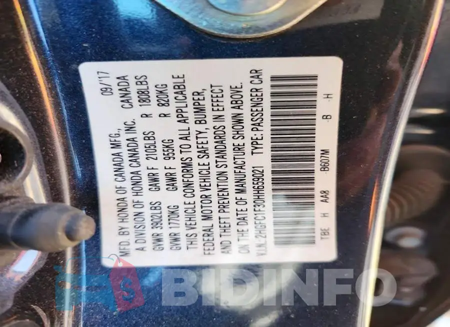 2HGFC1F30HH659021 Photo# 12