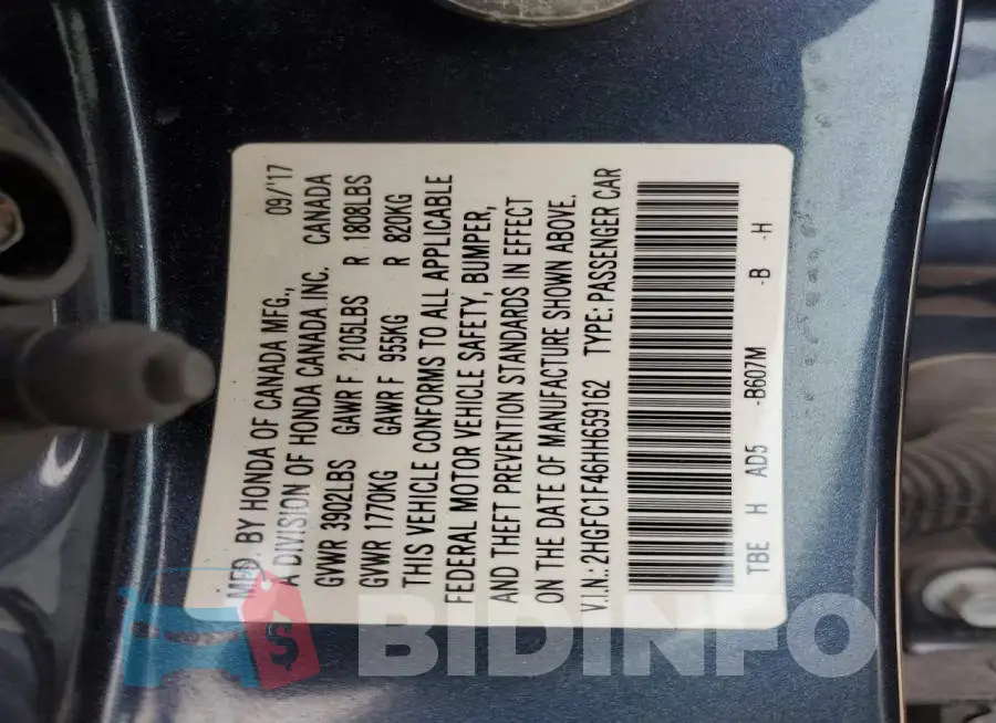 2HGFC1F46HH659162 Photo# 12