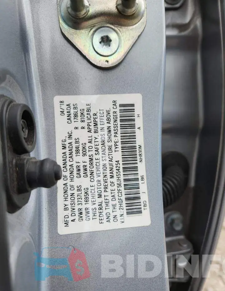 2HGFC2F56JH554254 Photo# 12