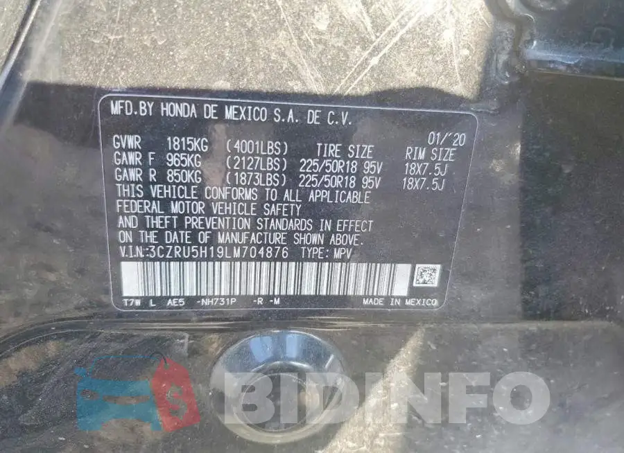 3CZRU5H19LM704876 Photo# 14