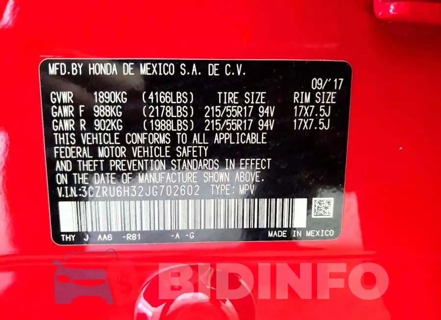 3CZRU6H32JG702602 Photo# 13