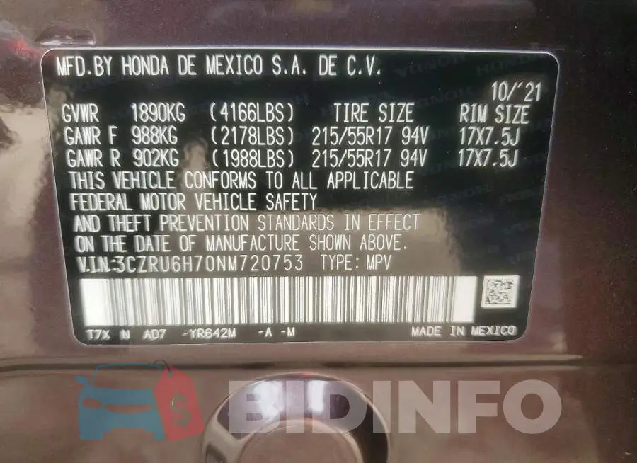 3CZRU6H70NM720753 Photo# 14