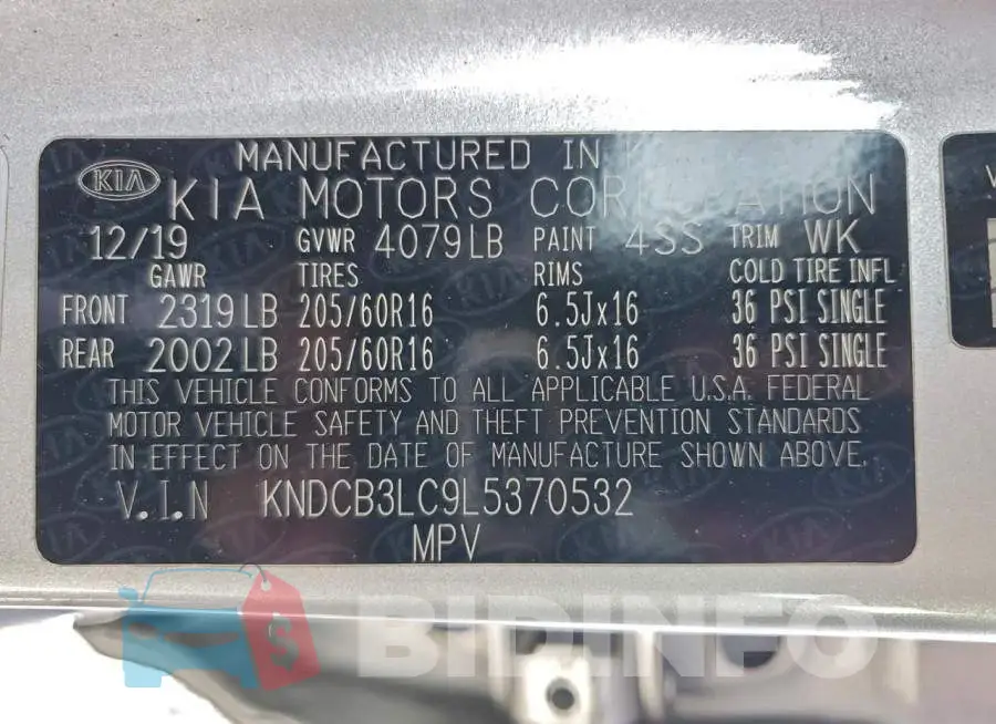 KNDCB3LC9L5370532 Photo# 13
