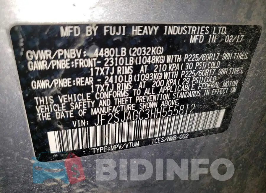 JF2SJAGC3HH555812 Photo# 13