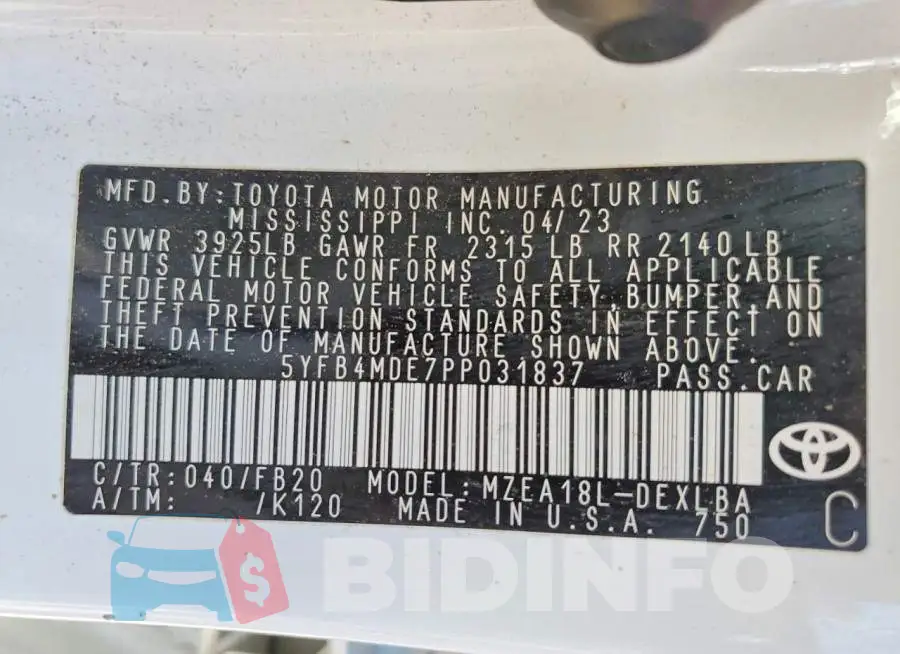 5YFB4MDE7PP031837 Photo# 12