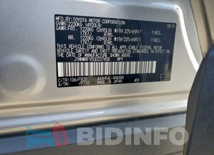 JTMMWRFV5SD337458 Photo# 14